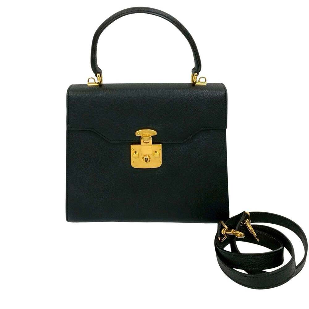 GUCCI Authentic Black Leather Shoulder Bag - Picture 1 of 10